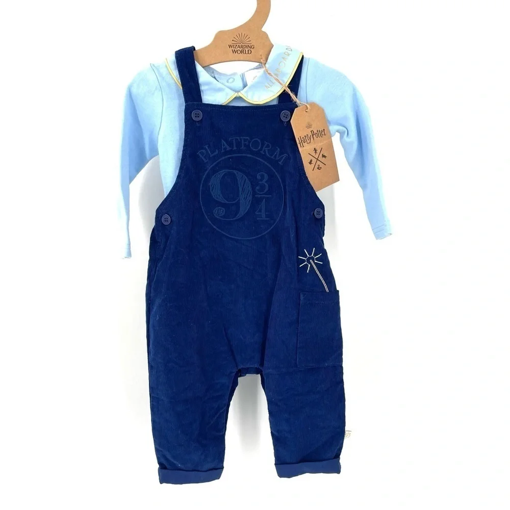 Wizarding World Of Harry Potter NWT Platform 9 3/4 Collared Corduroy Overalls